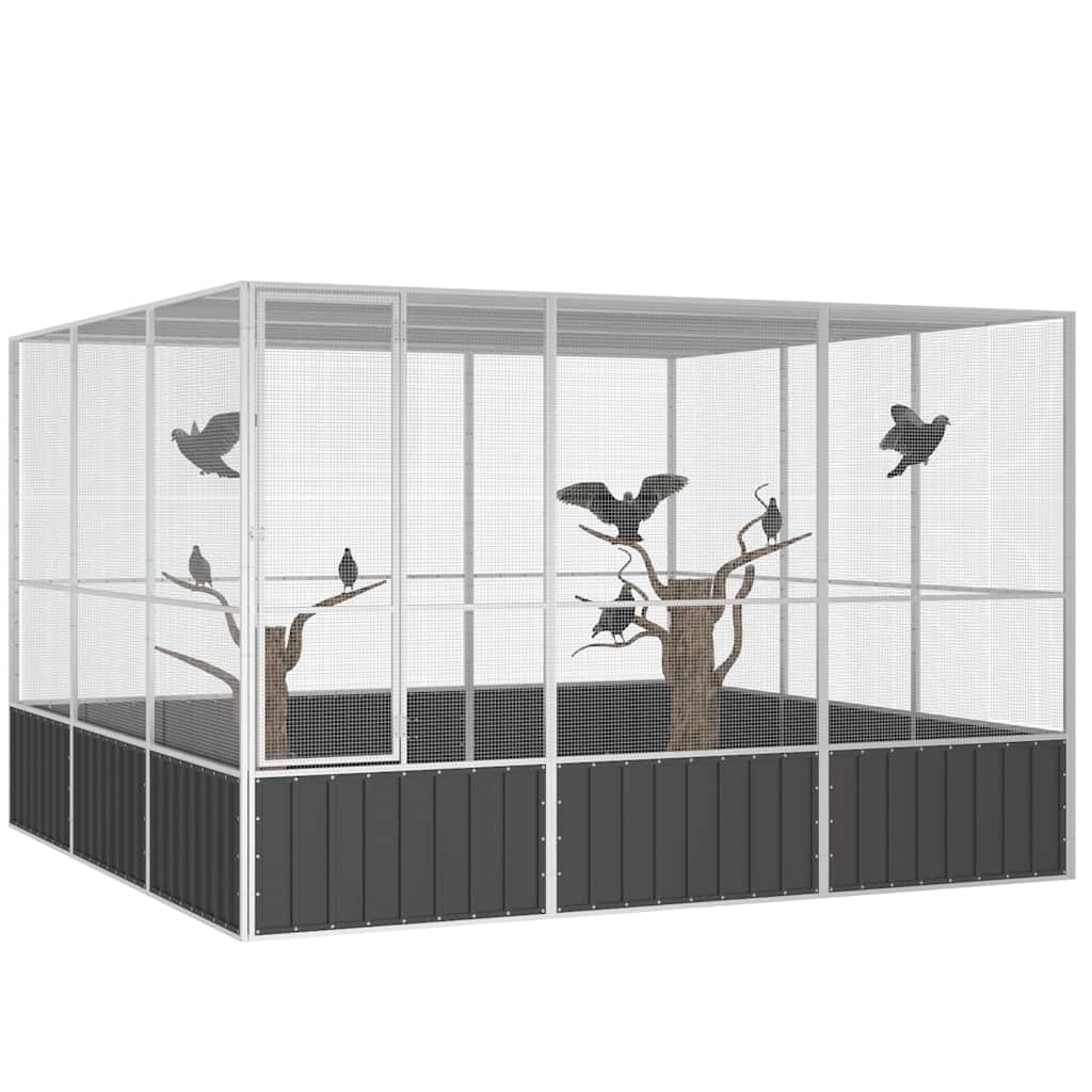 Vogelkäfig Anthrazit 302,5x324,5x211,5 cm Verzinkter Stahl,Tier- & Haustierbedarf,Haustierbedarf,Vogelbedarf,Vogelkäfige & -ständer,Anthrazit,87.8 kg-171550