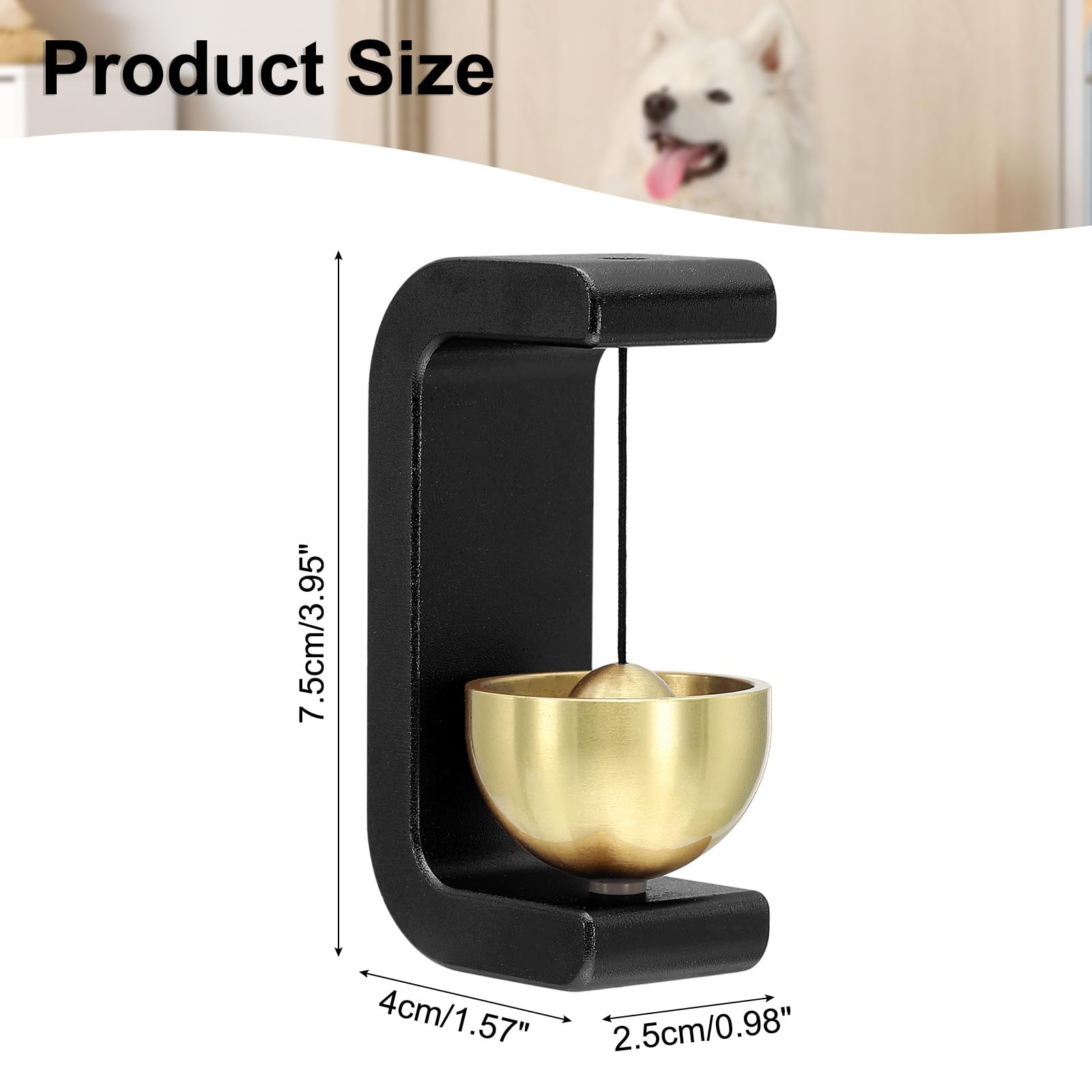 PATIKIL Magnetic Shopkeepers Bell for Door Opening Woodybeing Door Chime for Business Office Ornaments Hanging Decoration Entrance Fridge Sticker Black (C-Shape) - Image 2