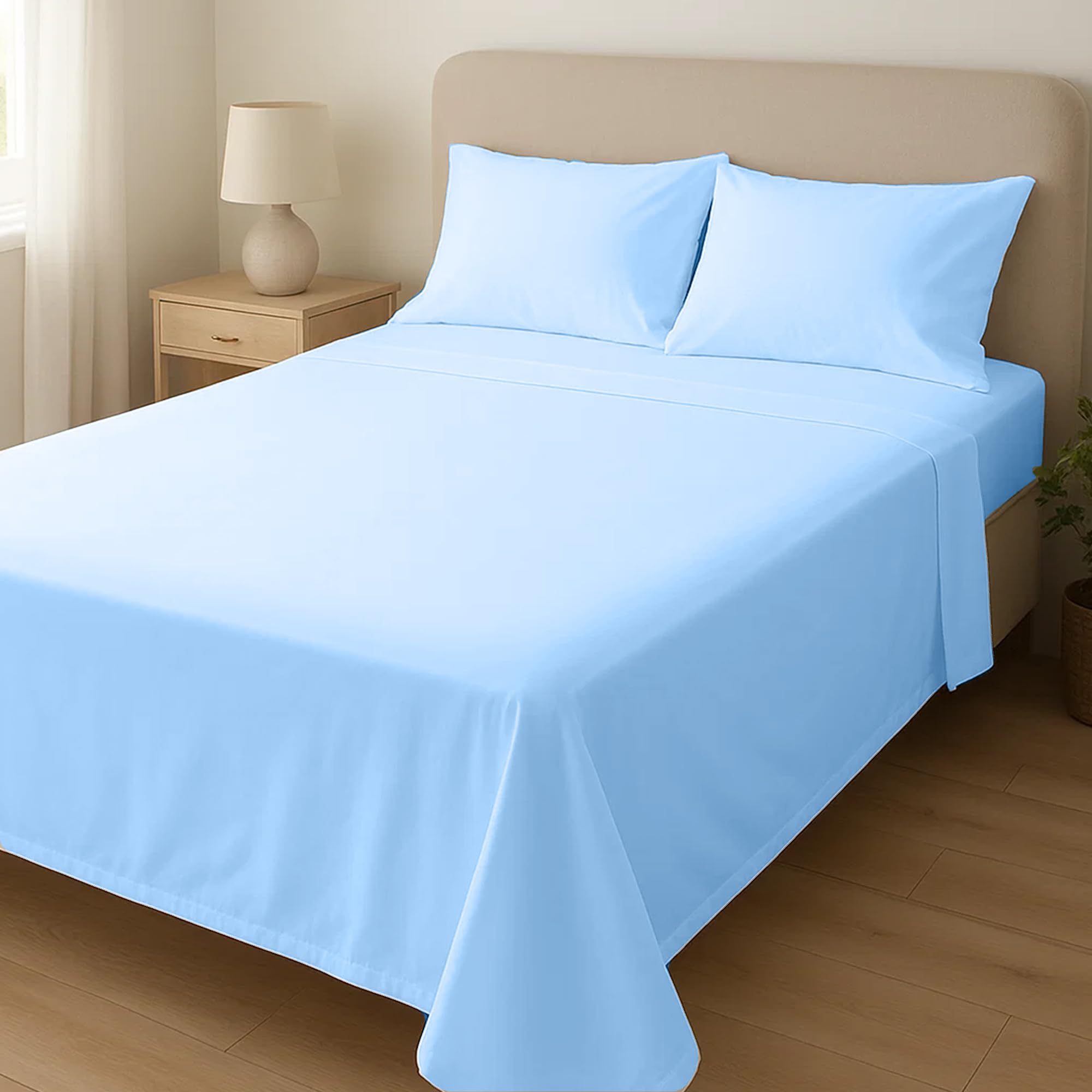 Home Sweet Home UK Microfibre Flat Sheets Double Size Breathable, Anti Wrinkle & Fade Resistant Bed Sheets 135x190cm Double Flat Sheet Washable Flat Bed Sheet For Double