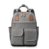 Mochila Maternidade com Grande Capacidade e Tecido de Fibra de Poliéster Impermeável (Cinza com compartimento para laptop)