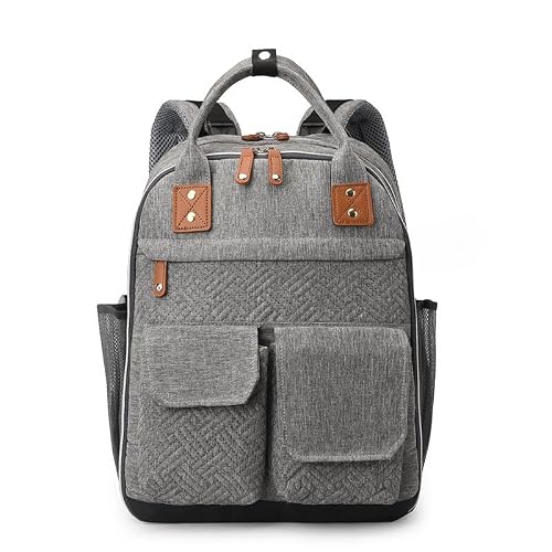 Mochila Maternidade com Grande Capacidade e Tecido de Fibra de Poliéster Impermeável (Cinza com compartimento para laptop)