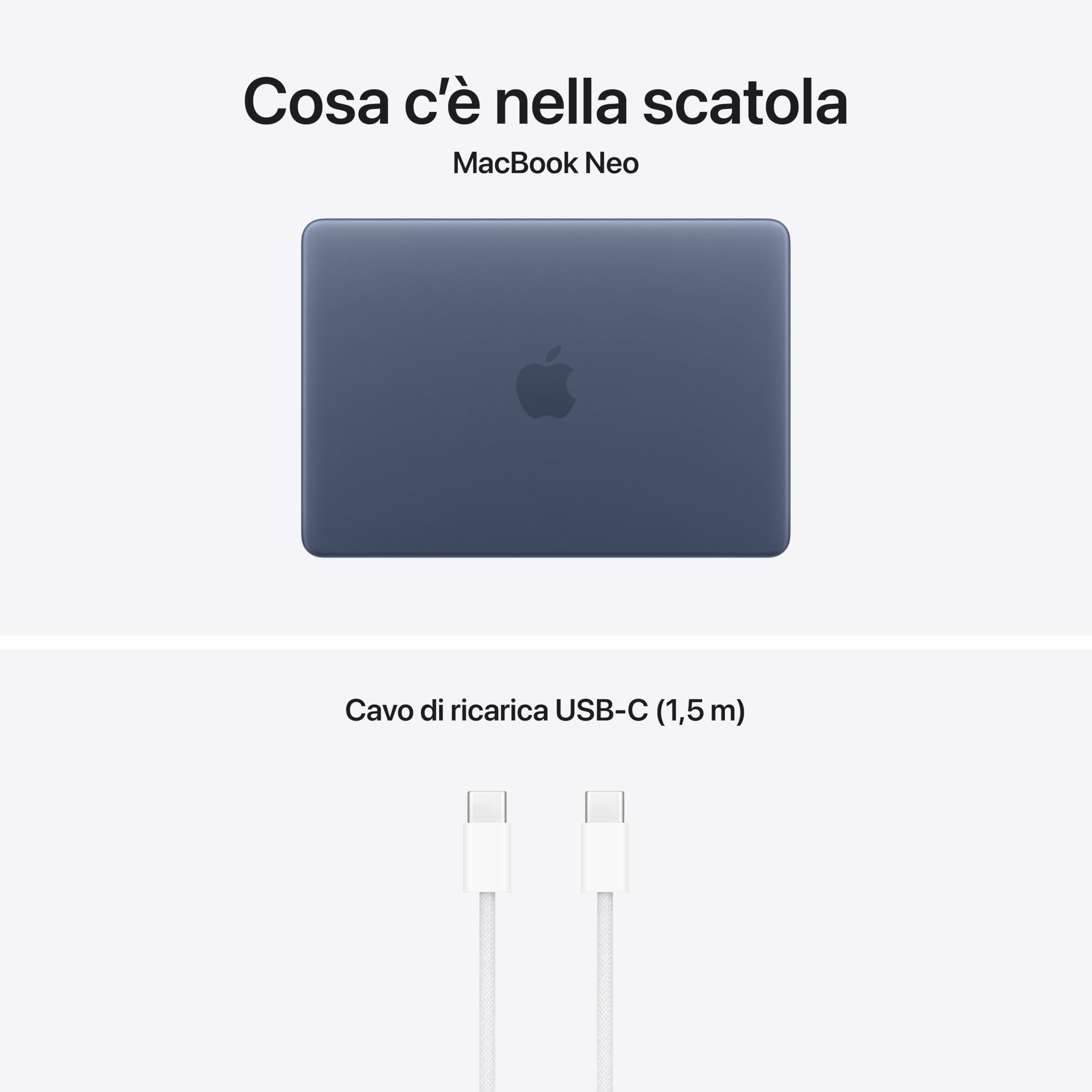 Apple MacBook Neo 13'' con chip A18 Pro: progettato per l’AI e Apple Intelligence, display Liquid Retina, 256GB di archiviazione SSD, videocamera FaceTime HD a 1080p – Indaco