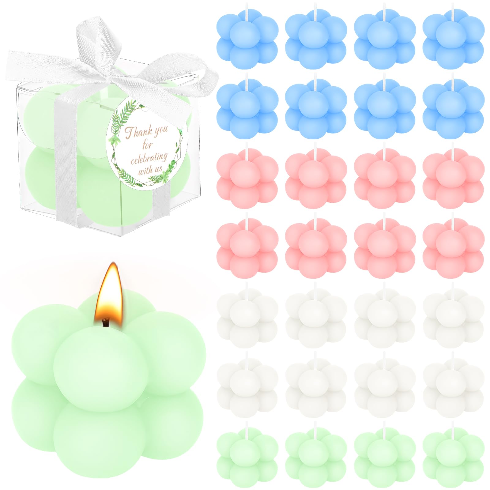 30 Sets Mini Bubble Candles Wedding Favors for Guests, Small Scented Soy Wax Candles with Gift Boxes, Ribbon & Cards for Bridal Shower, Baby Shower, Birthday Party Thank You Gifts