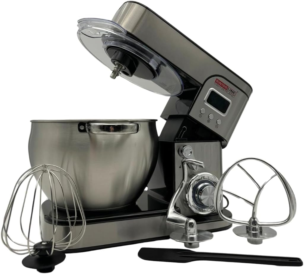 Amasadora Profesional 12L 2800W con Pantalla Digital, Robot de Cocina Multifunción, Bol de Acero Inoxidable y Accesorios para Amasar, Batir y Mezclar