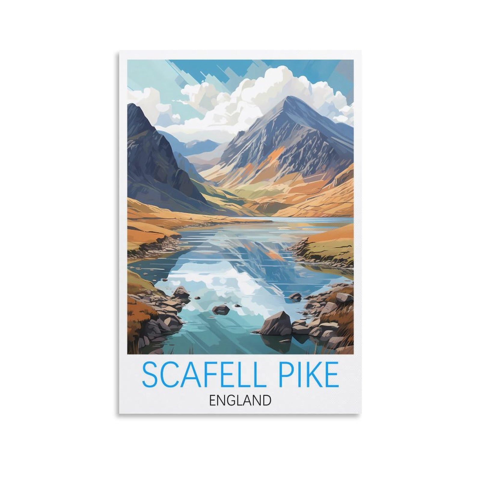 Orbana Unframe-Style Scafell Pike England Vintage Travel Poster 08X12inch(20X30cm) Canvas Print For Living Room, Bedroom, Dorm, Home, Office Wall Decoration
