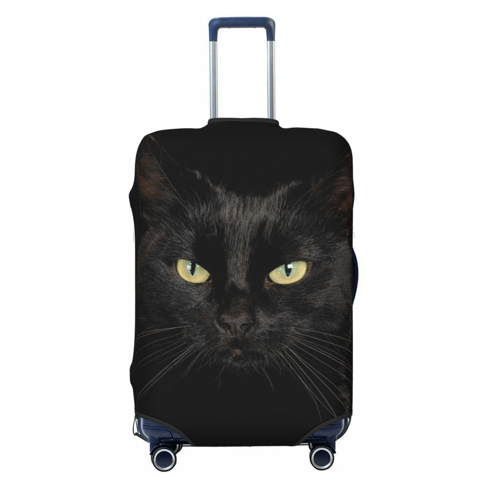 Cool Black Cat con gli occhi verdi copertura per bagagli elastico lavabile elasticizzato valigia da viaggio protezione antigraffio per bambini e adulti, Gatto, M, Per uso