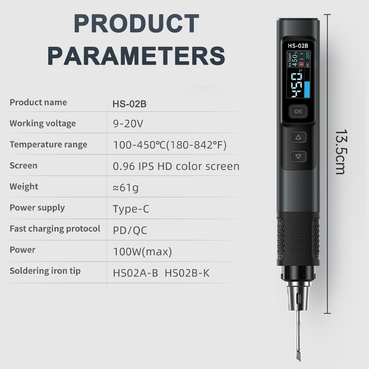 Treedix Juego de mini soldador PD/DC 65 W/100 W, soldador profesional con pantalla digital y tres puntas de repuesto, temperatura ajustable, fuente de alimentación dual PC/DC, incluye cargador PD