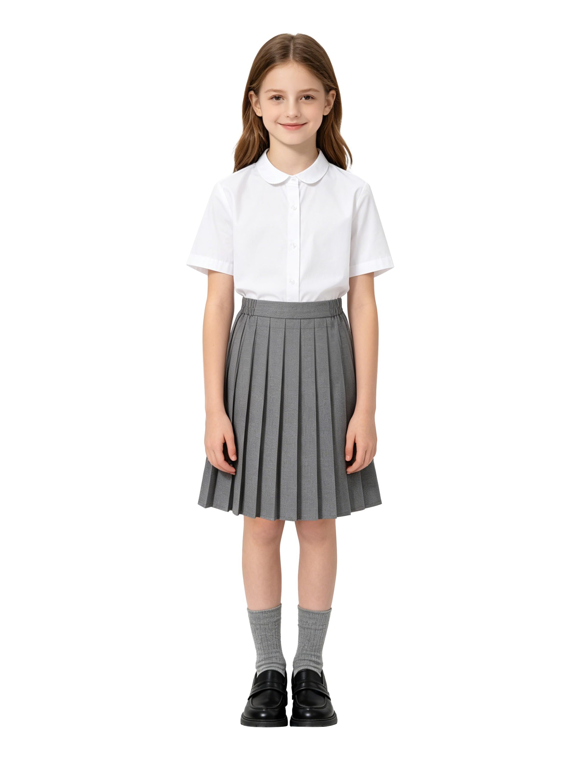 LOLANTA Gonna a pieghe per la scuola, da bambina, linea ad A, lunghezza al ginocchio, con elastico in vita, 8-13 anni