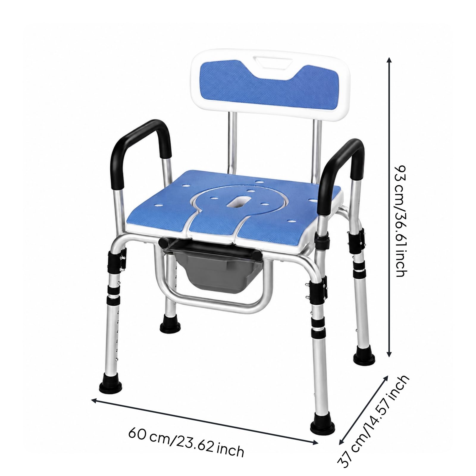 LOVIVER Asiento Inodoro Antislizante Silla Ducha con Cubeta Extraíble smontable para Adultos Mayores, Jf530h