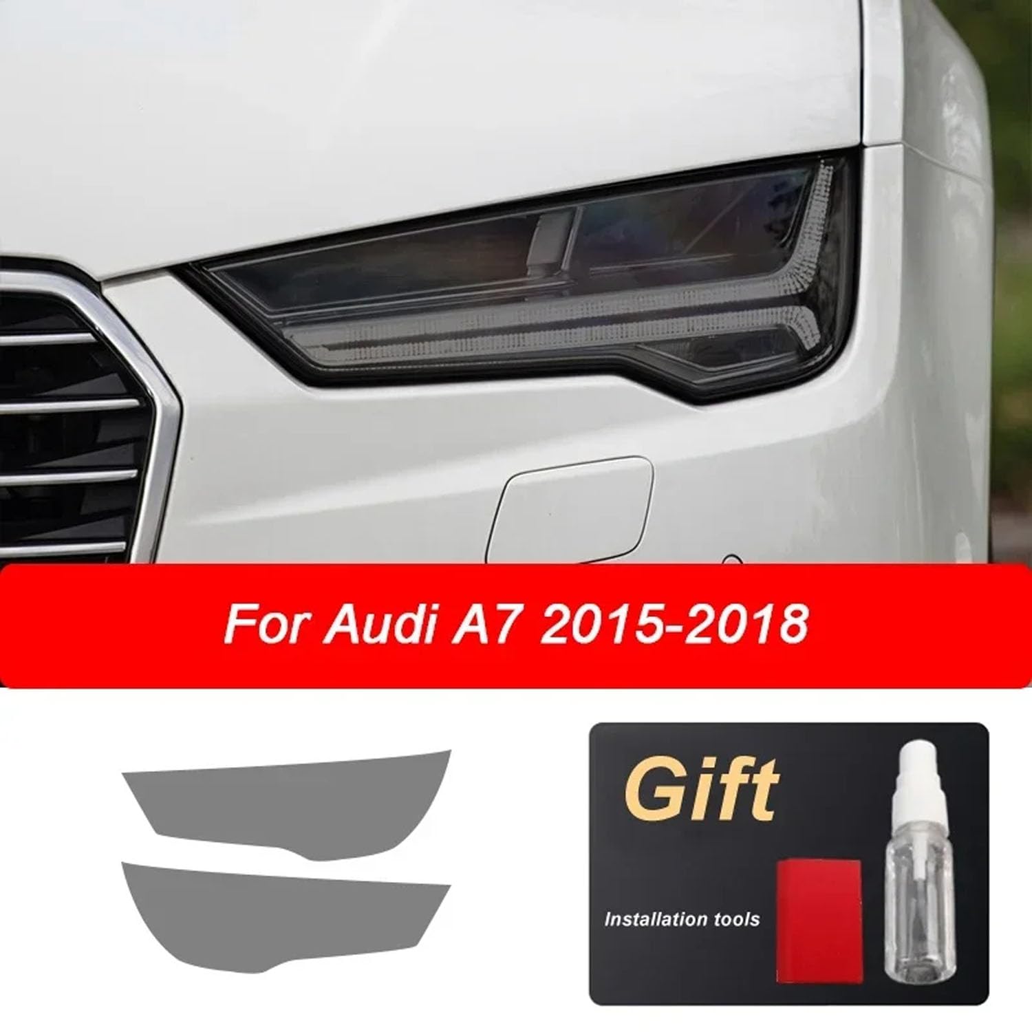 Autoscheinwerfer Schutzfolie für Audi A4 8V A3 B8 B9 A5 A6 C8 A7 A8 D4 TT E-tron R8,Autoscheinwerfer-Schutzfolie Anti-Kratz-Folie TPU-Aufkleber Zubehör,Blackened