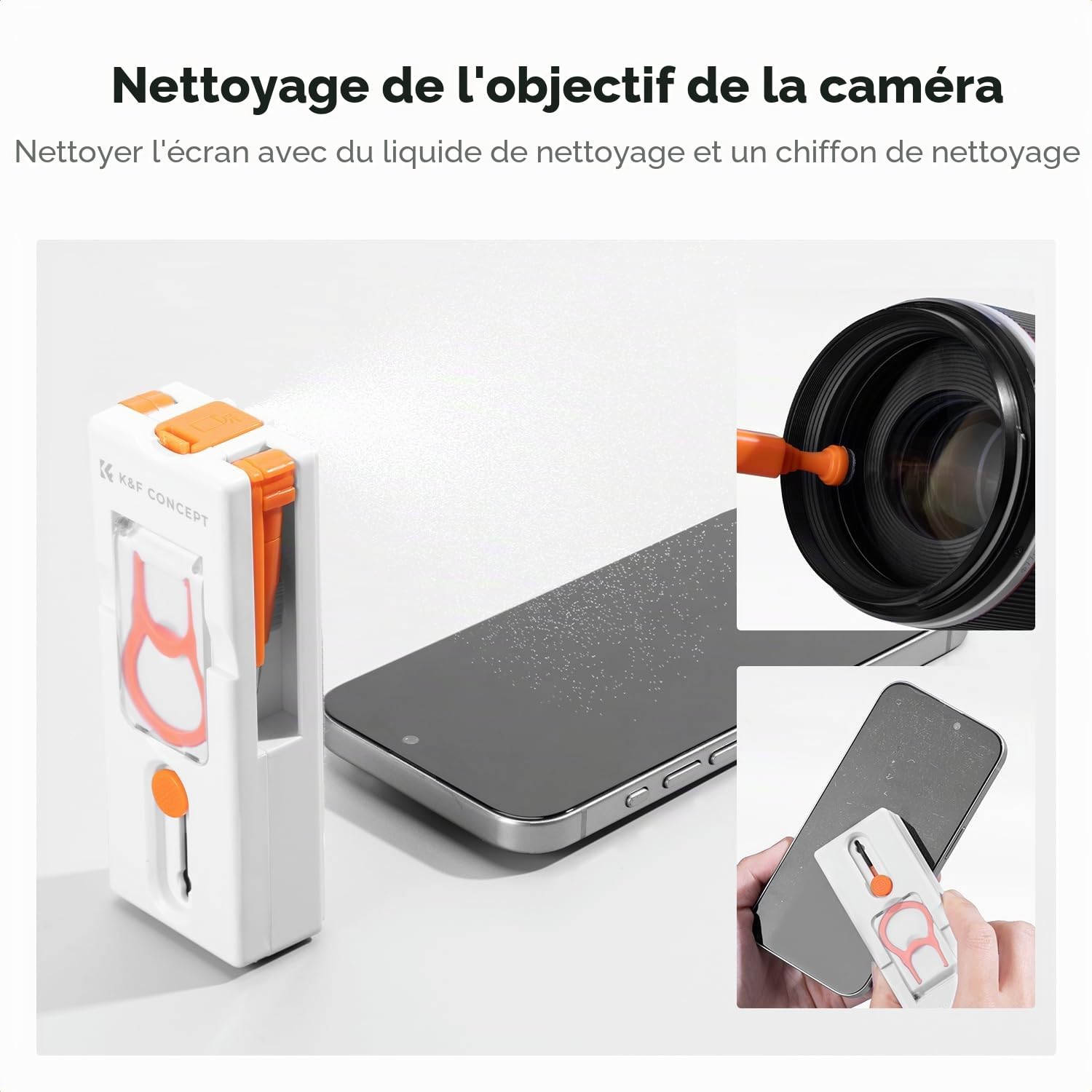 K&F CONCEPT Kit Nettoyage Clavier Ordinateur 11 in 1 avec Nettoyant 60ml, Kit de Nettoyage Multifonction pour Appareils Électroniques, Téléphone, Tablette, Pc, Appareil Photo, Clavier, Écouteurs