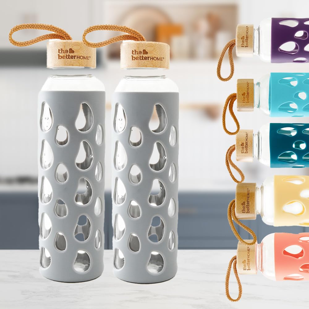 See full amazon price history chart for The Better Home Borosilicate Glass Water Bottle with Sleeve (550ml) | Non Slip Silicon Sleeve & Bamboo Lid | Aesthetic Bottle | Water Bottles For Fridge Office men Women (Grey (2Pcs)) The Better Home Borosilicate Glass Water Bottle with Sleeve (550ml) | Non Slip Silicon Sleeve & Bamboo Lid | Aesthetic Bottle | Water Bottles For Fridge Office men Women (Grey (2Pcs)) (B0C7W3SQWF) Amazon Price History, Amazon Price Tracker