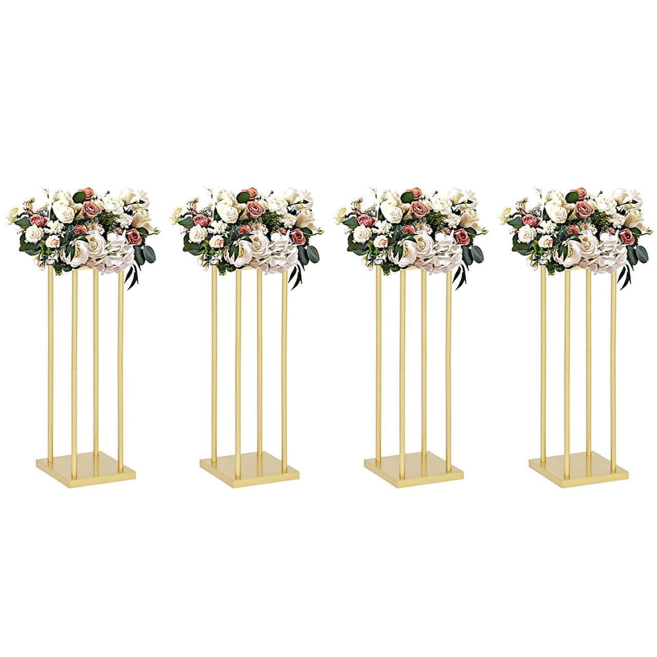 Vincidern 4Pcs Wedding Centerpieces for Tables, 23.6in Metal Flower Stand Gold Wedding Centerpieces Tall Vases Geometric Flower Stand for Wedding Decorations, Birthday, Event, Home