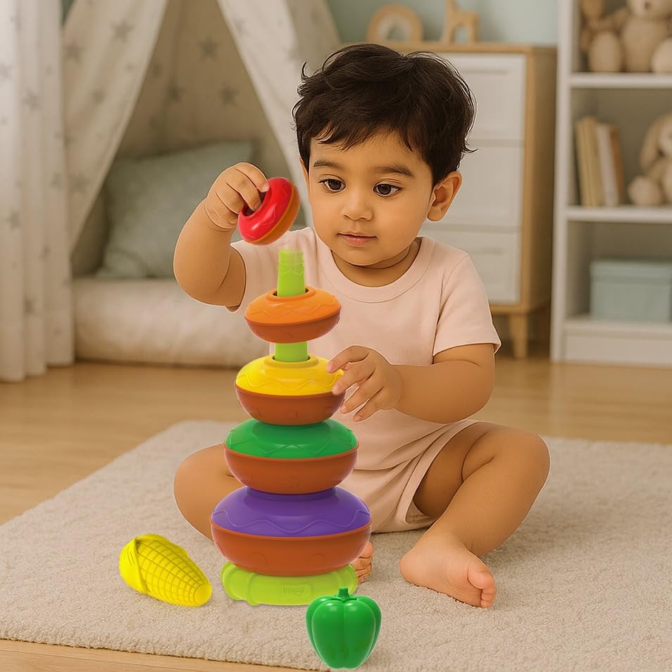 Image of Imagimake Stacking Pots Toys | Leaps & Bounds Baby Toys for 12+ Months | Educational Toy for Toddlers, Infants |5-in-1 Play & Learn | Stacking, Nesting, Pretend Play | Gift for Kids 1+Year Old