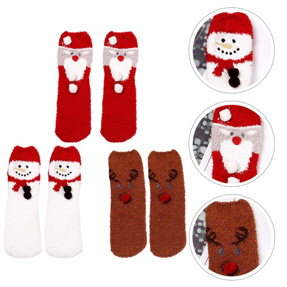 IMIKEYA 6 paia Calzini Di Natale In Corallo Pile Calze Termiche Design Del Cartone Animato Protezione Freddo Comodi Morbidi per Famiglie
