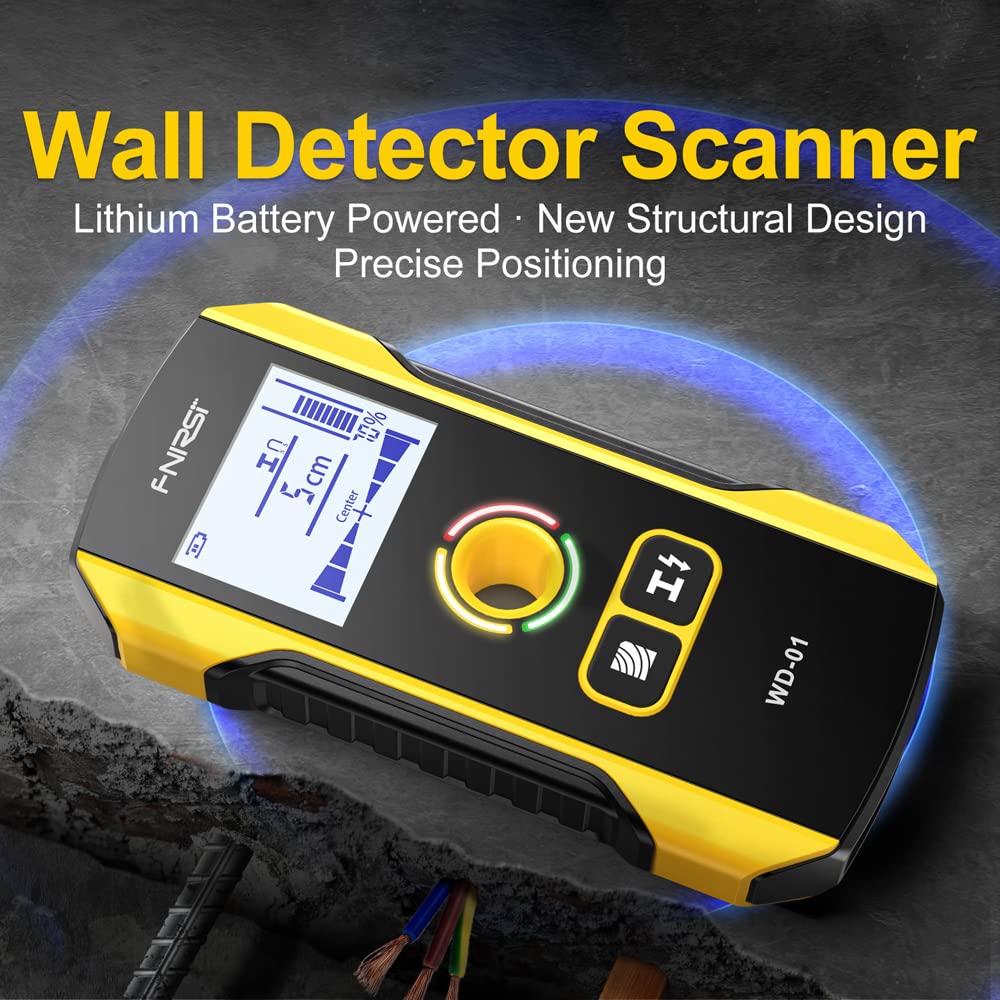 Benkeg Detector de pared portátil de mano, escáner, cables de CA de madera, tubos de Metal, herramienta de detección de barras de refuerzo, luz indicadora, herramienta de posicionamiento de orificio d