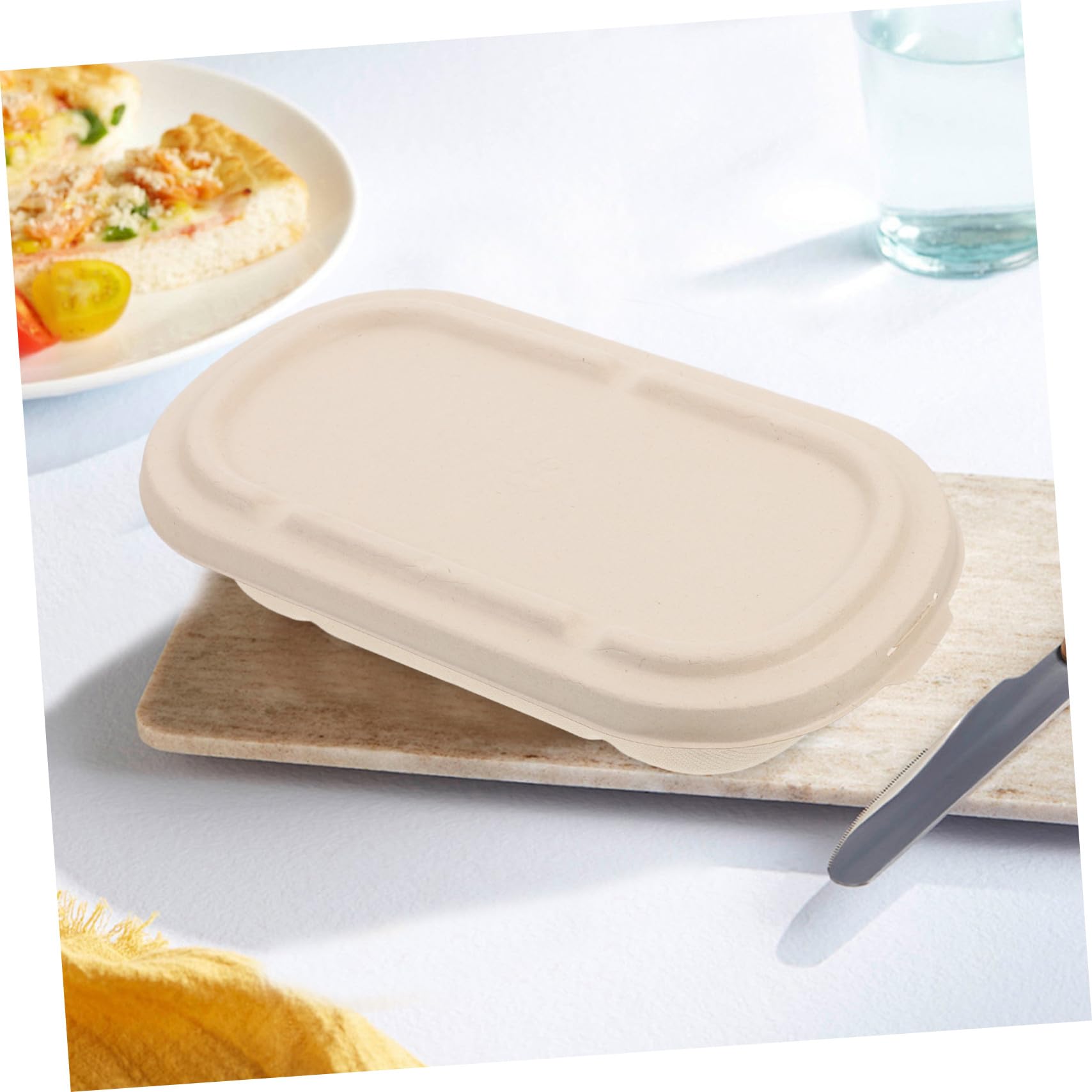 Cajas de Comida Desechables de Pulpa 850ml Tapa Hermética para Preparar y Llevar Alimentos Frescos 25 Juegos Resistentes y Ecológicos
