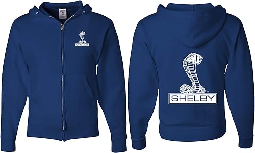 Ford Mustang - Sudadera con capucha y cremallera completa Shelby Cobra en la parte delantera y trasera