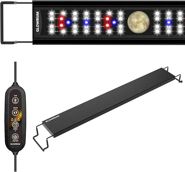 Aquarium Light, LED Fish Tank Light with Timer, Full Spectrum Freshwater Planted Aquarium Grow Lights with Moon Lights, Brightness Adjustable, Daylight/Moonlight Mode, Auto On/Off (24-29 in)