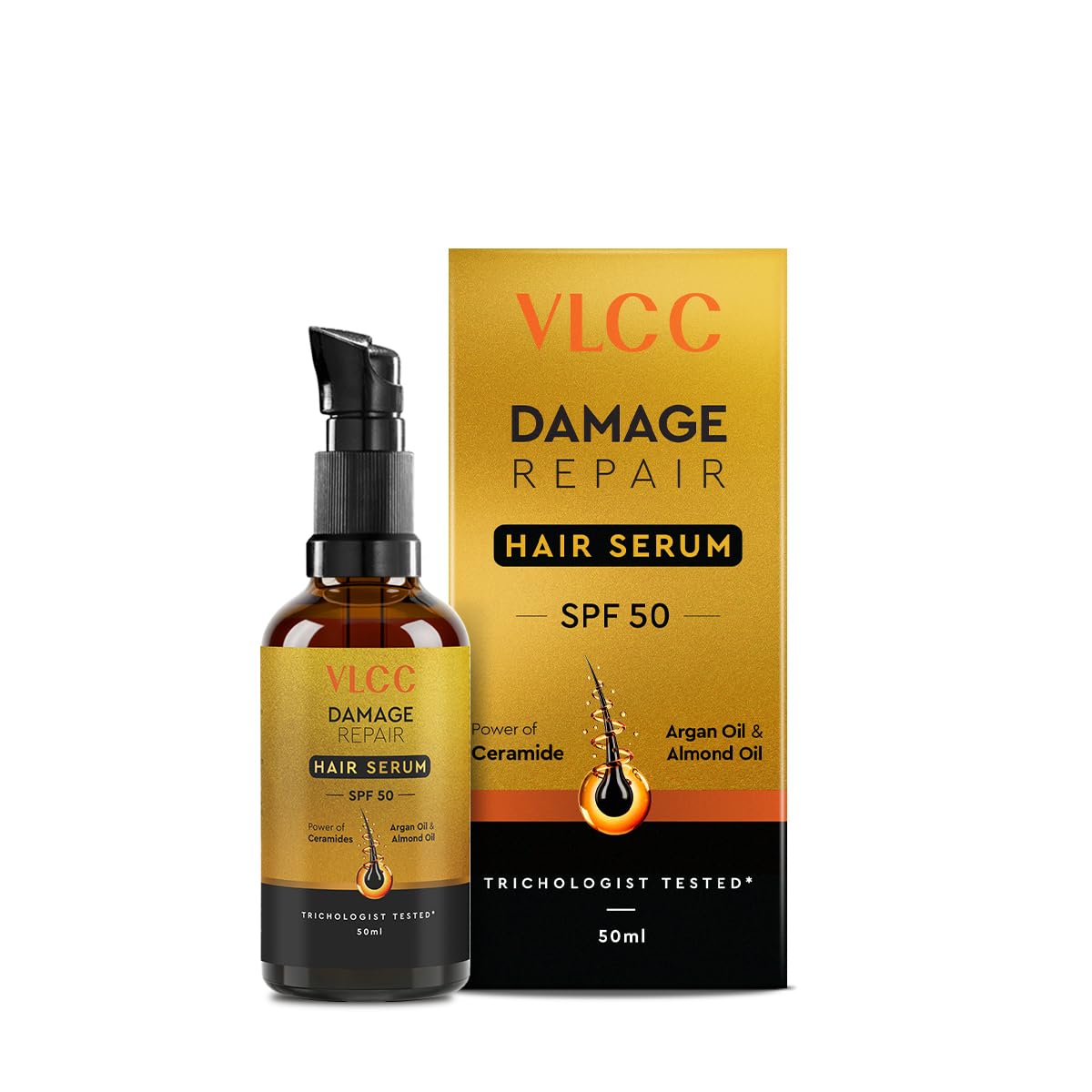 VLCC Damage Repair Hair Serum SPF 50-50 ml | with Ceramide, Argan Oil & Almond Oil for Sun Protection, Frizz Control & Hair Damage Repair | Non-Sticky Shine Serum for Dry & Damaged Hair-image-18