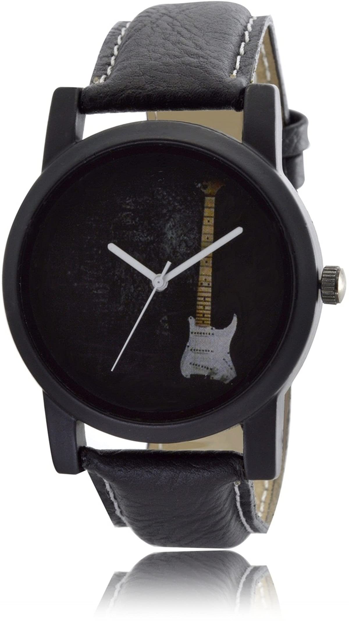 FEMEO New Analog Guitar dial & Black Leather Belt Watches for Man & Boys (B09CZCYYKW) Amazon Price History, Amazon Price Tracker