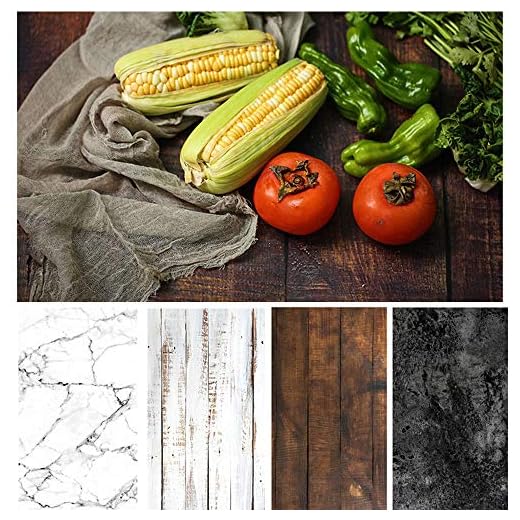 Bcolorpic Food Photography Backdrop Paper 4 Pack Kit 22x34Inch/ 56x86cm Double Sided Photo Background Roll Marble Wood Flat Lay for Product Jewelry Tabletop Props Pictures, 8 Patterns