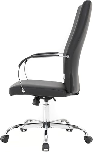 Miniatura 8 de LeisureMod Sonora - Silla moderna de oficina de conferencias de cuero con respaldo alto y altura ajustable con inclinación y giro de 360 grados,