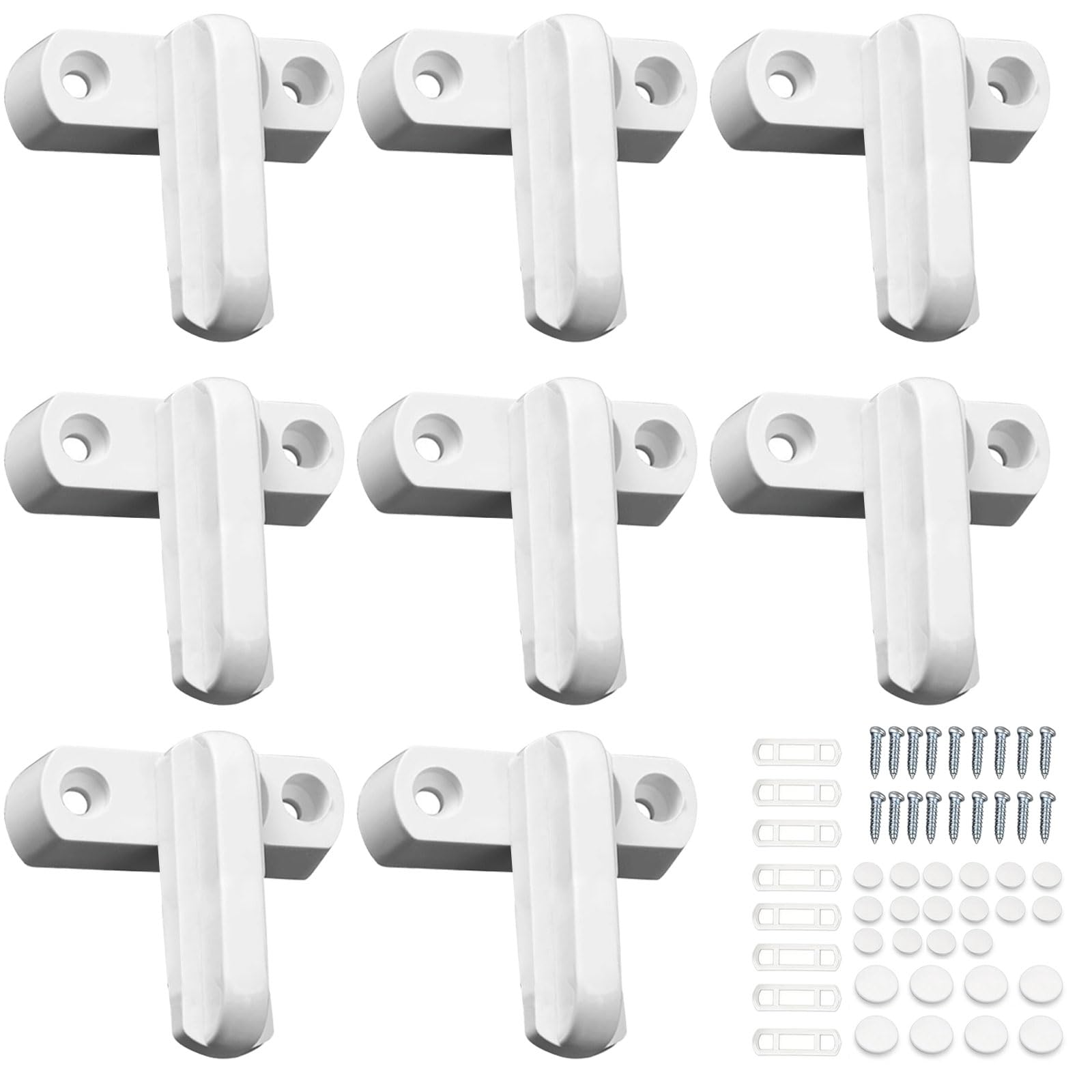 8 Pack Sash Jammer Blocker, Window Locks with 16 Screws and 8 Spacer, Sash Window Locks for Upvc Windows and Door