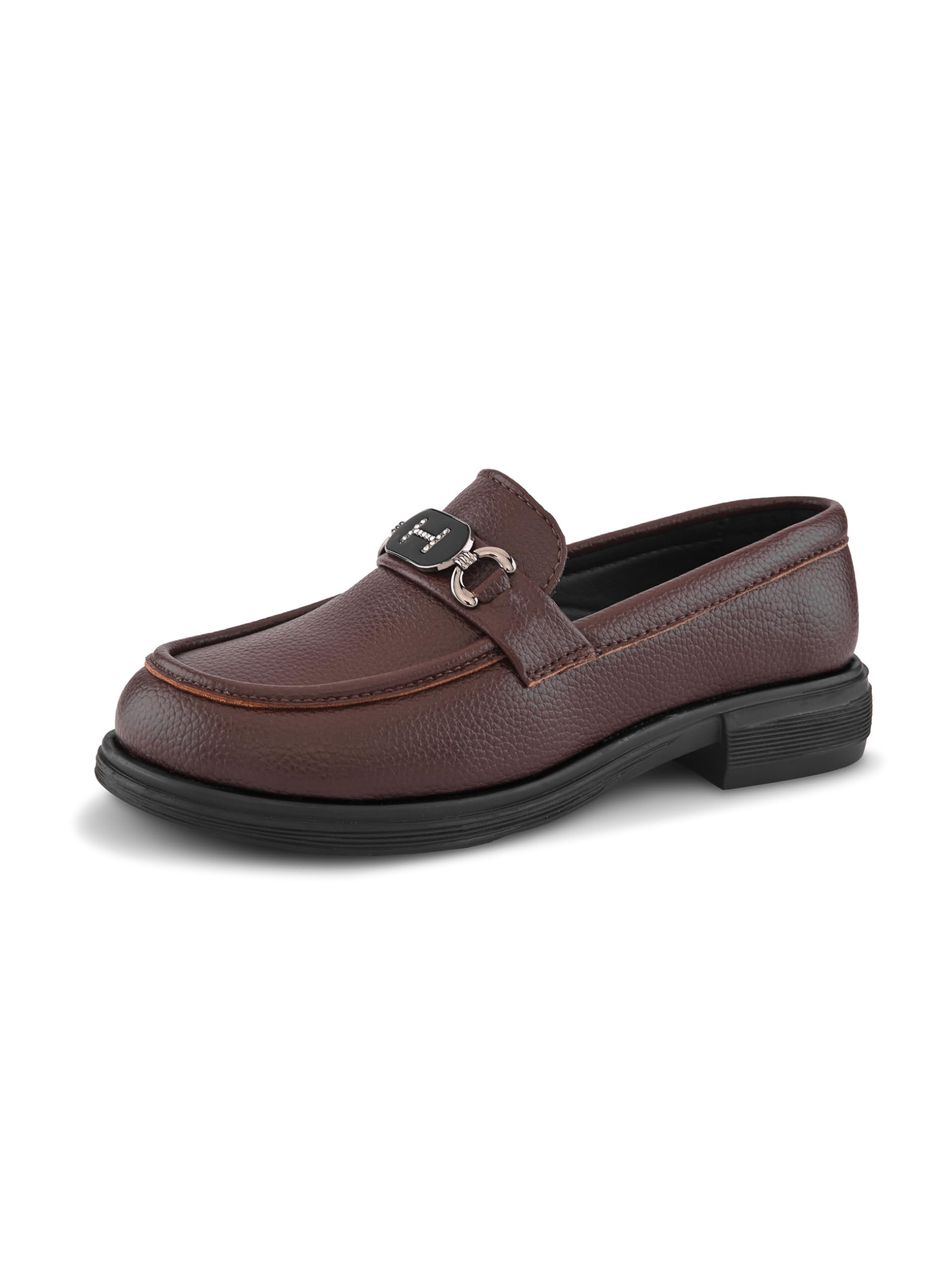 sir corbett Women Faux Leather Office Stylish Block Heel Loafers Shoes-picture-58