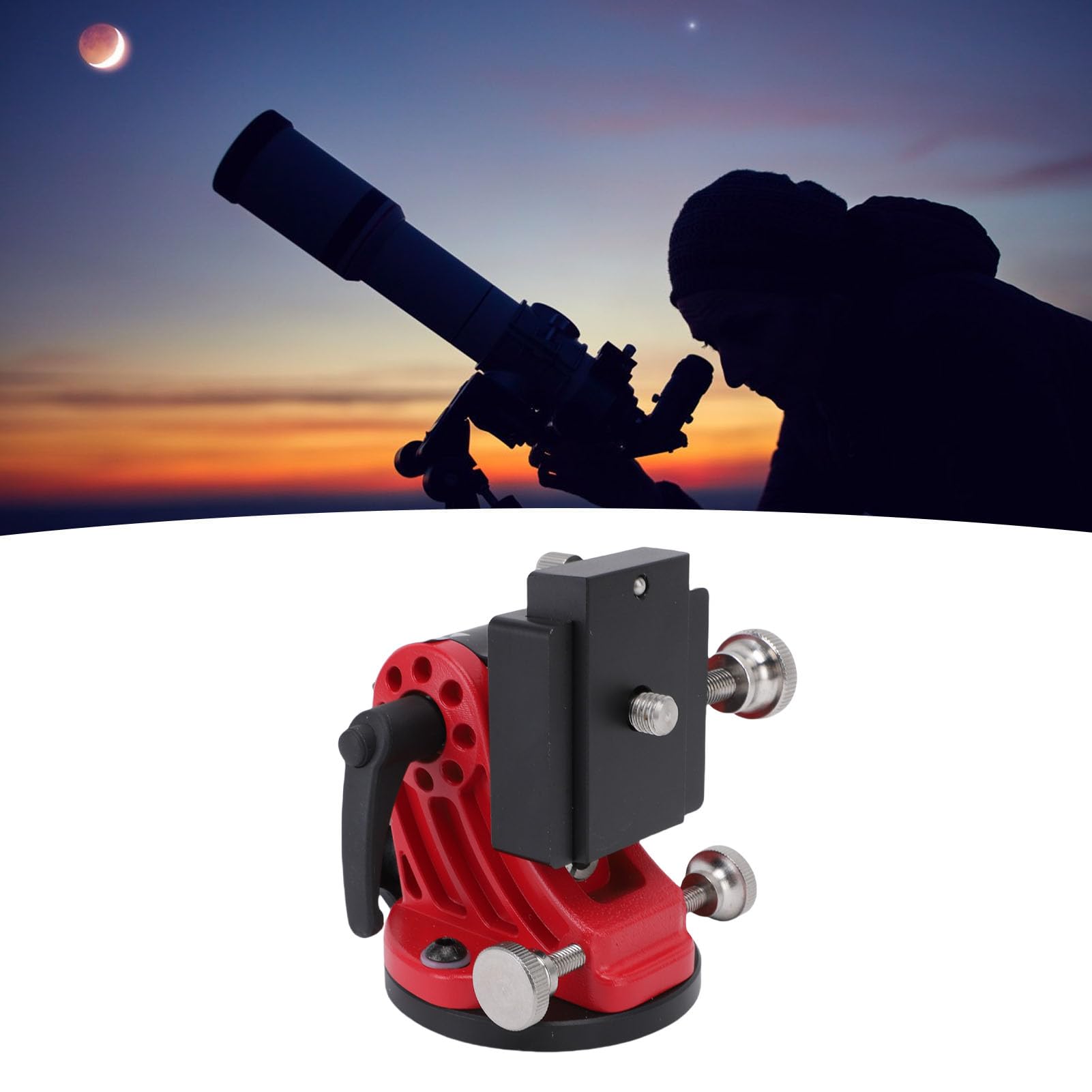 Fafeicy Podstawa do Montażu Teleskopu Latitude Regulowana Podstawa do Montażu Paralaktycznego ze Stopu Aluminium od 0 90 Stopni z kopułką poziomującą 3 8-calowy Gwint Astrofotografii dla (Czarny