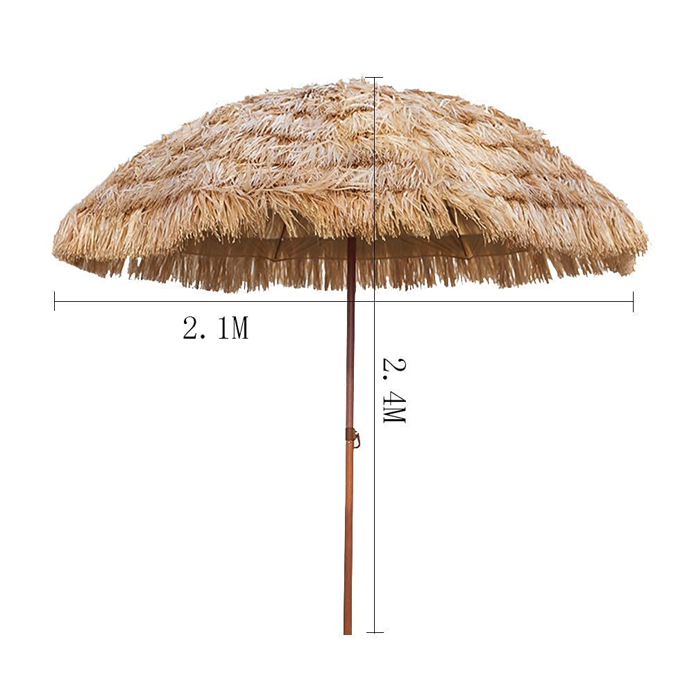 SPAboy Hawaiian Garden 7,9 Fuß Strandterrasse Gartenschirm Sonnenschutz neigbar Simulation Strohschirm