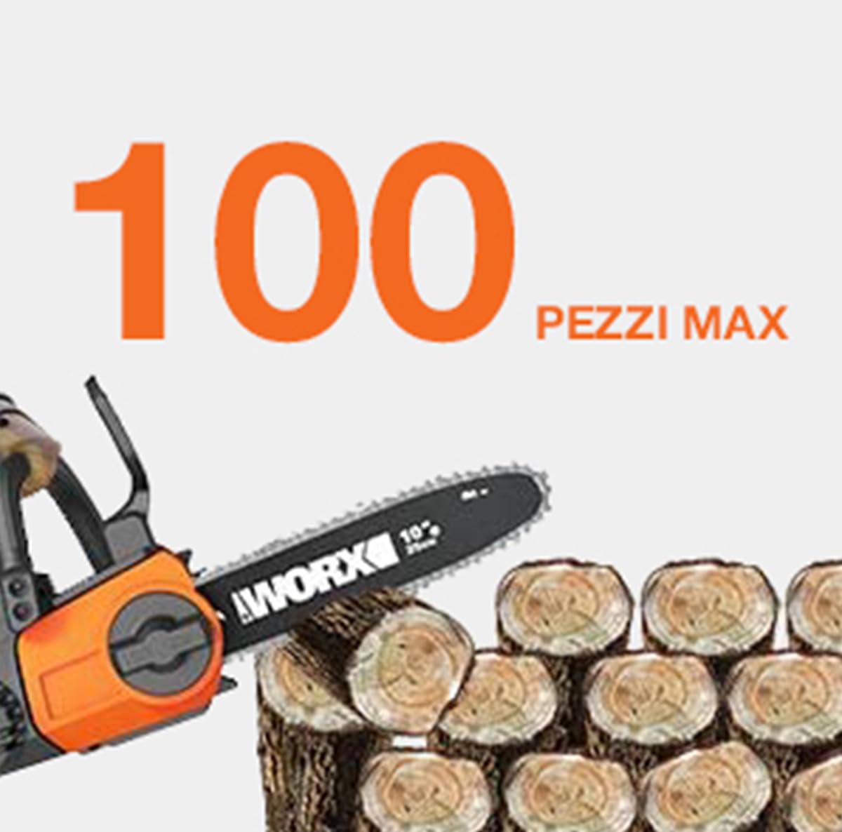 WORX WG322E.9 Motosega elettrica da potatura e giardino a batteria 20V, Diam. 25 - Solo utensile