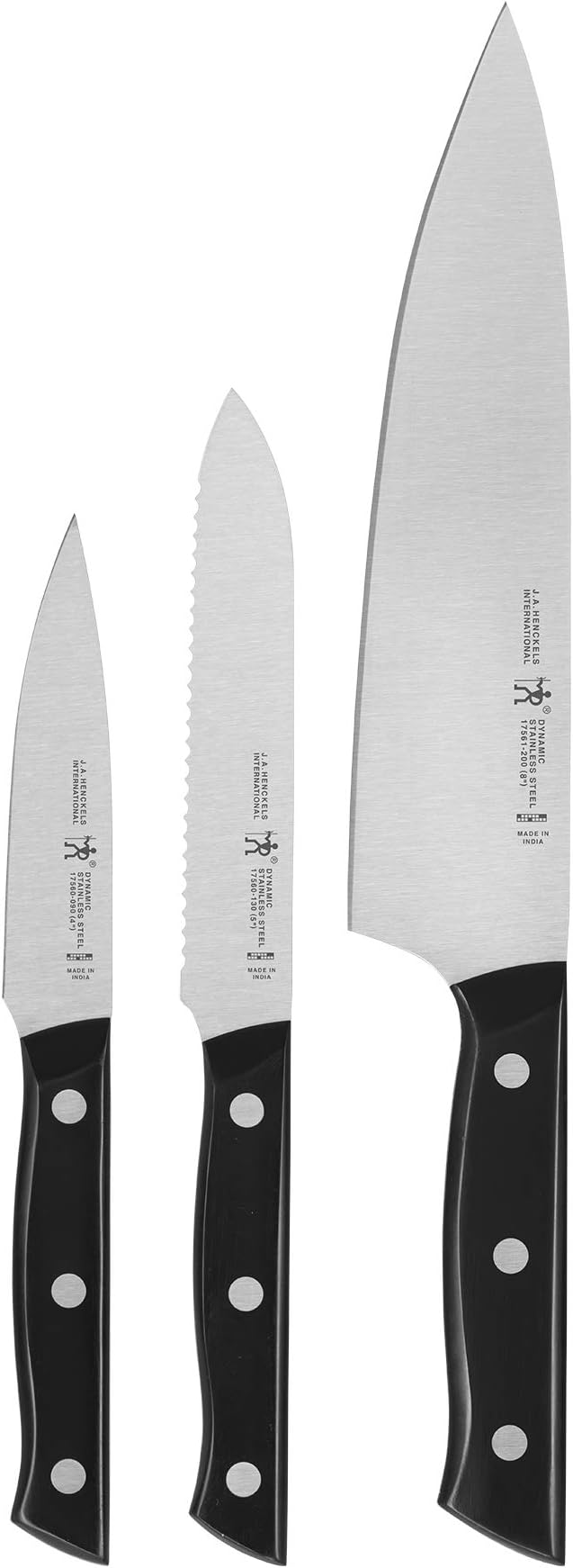 Dynamic Razor-Sharp 3-pc Starter Knife Set, German Engineered Informed by 100+ Years of Mastery