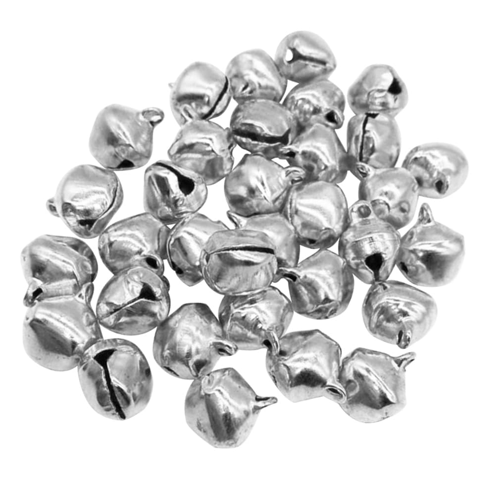 TEHAUX 100pcs Jingle Bells, 0.5 Inch Small Christmas Bells Mini Bells Metal Craft Bells Silver Jingle Bells Bulk Christmas Sleigh Bells for DIY Necklace Jewelry Making Wedding Home Decor