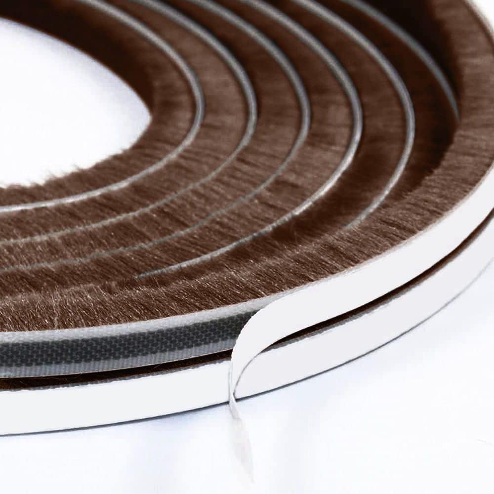 10M Yardsky Draft Excluder Brush Door Seal Strip Draught Excluder for Sash Windows, Front Sliding Door, Weather Stripping Insulation Self Adhesive Strip 9mm Wide * 9mm Brown (MT-UK)
