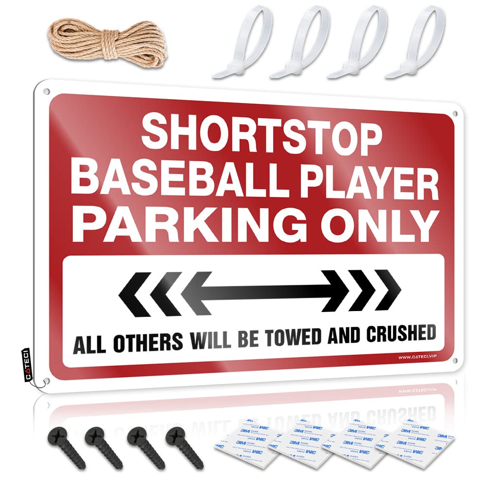 Signs Waterproof Wall Decor | Shortstop Baseball Player Parking Only Novelty For Garage Bar Home(30X40CM)