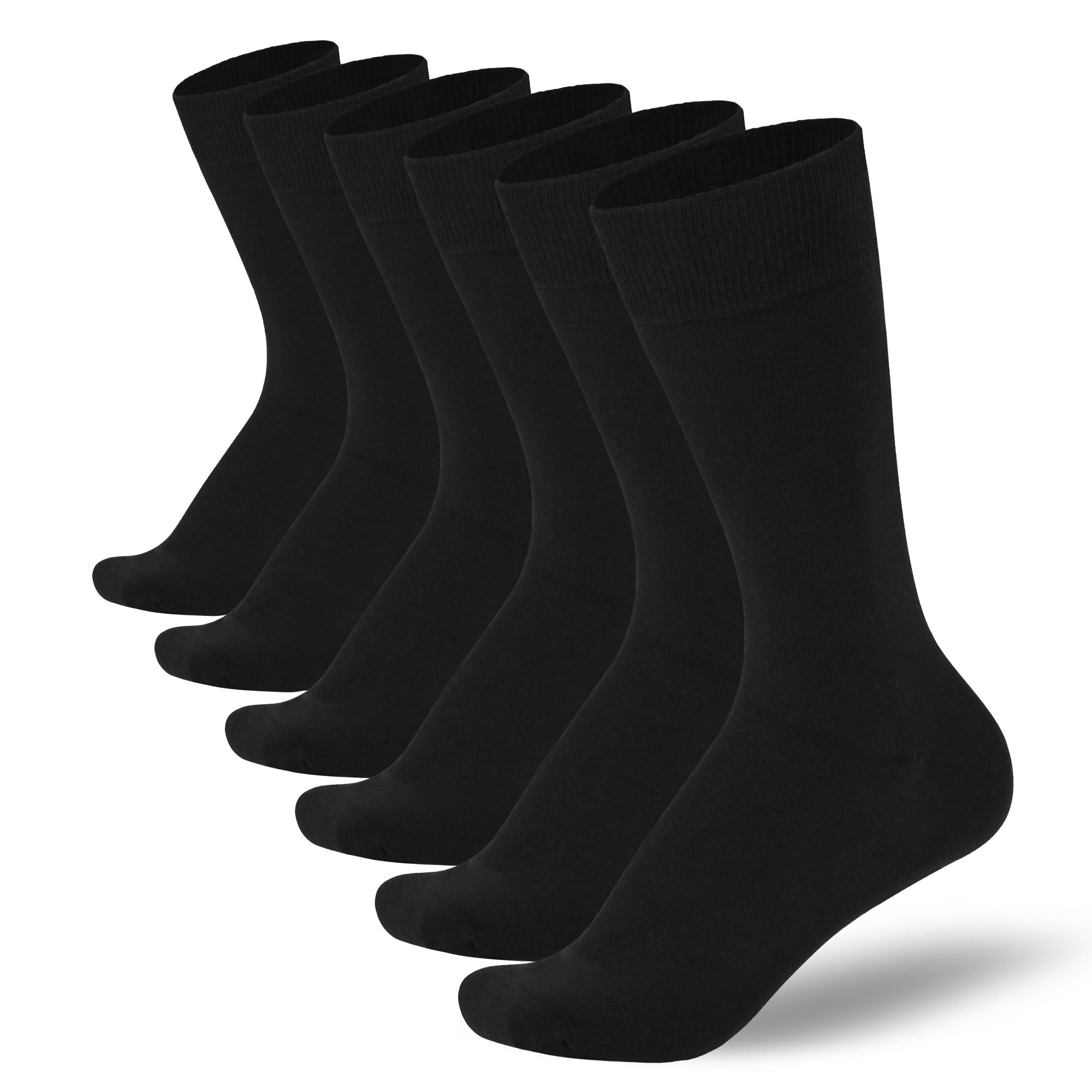SHIZENMen's Cotton Crew Socks, Super Soft and Breathable Dress Crew Thin Socks Lightweight Socks for Men 3-6 Pairs Pack Size 8-14