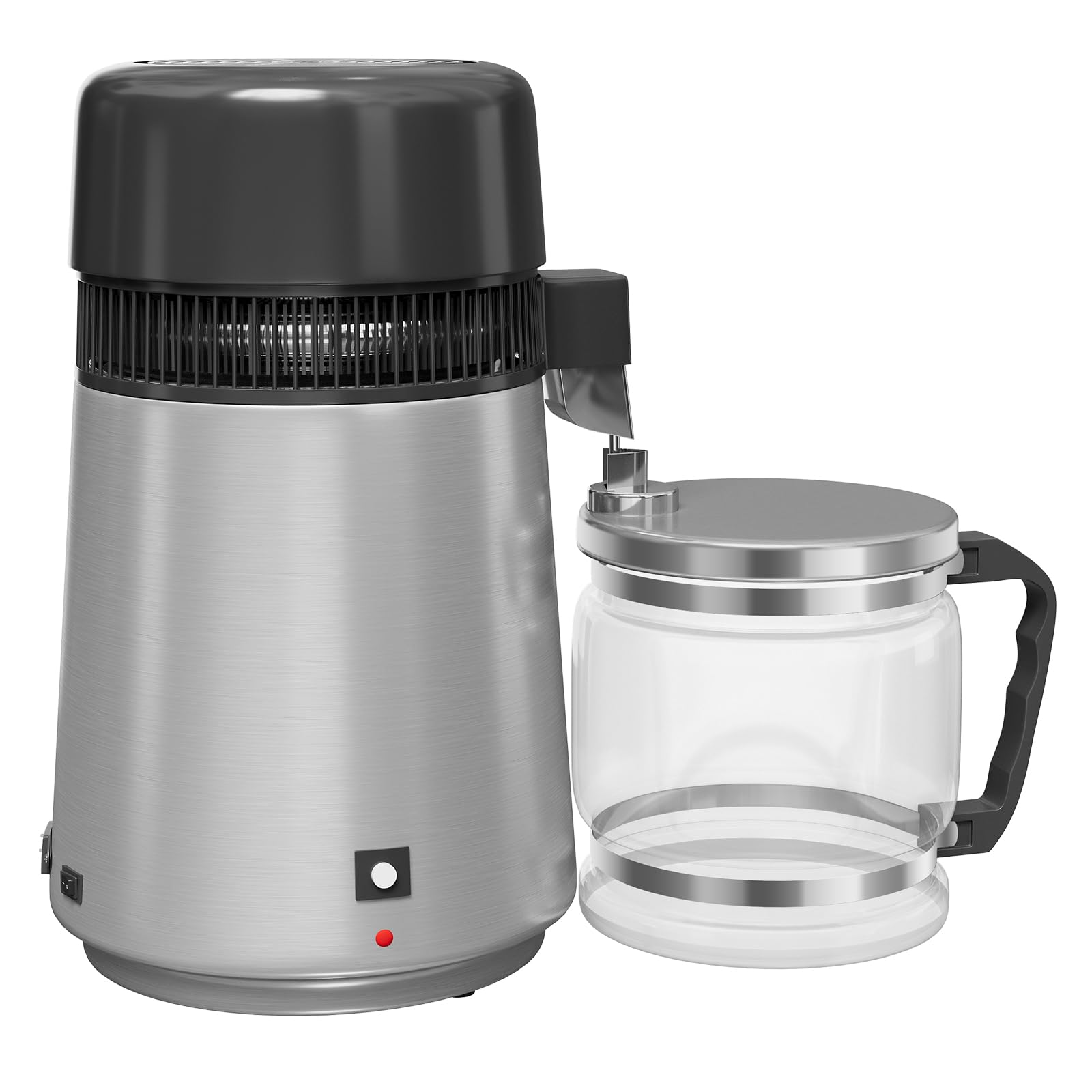 GarveeHome Destiladores de agua para encimera del hogar, máquina de agua destilada de acero inoxidable de 1 galón/4 L con recipiente de vidrio, kit de destilación de filtro purificador de bebidas de