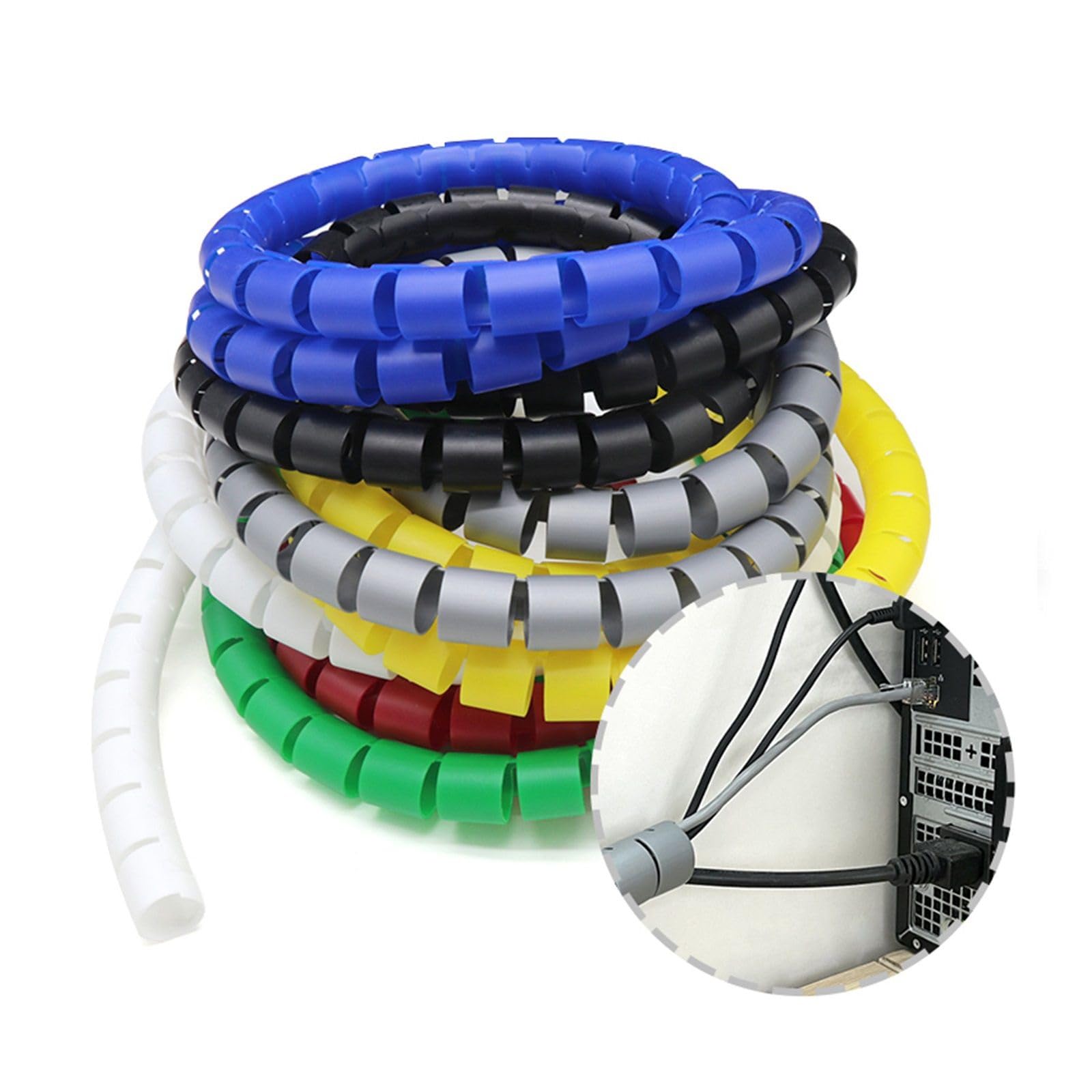 Spiralna osłona na kable. Spiral Cable Wrap Tube Without Wire Finder Multicolor 8-30mm 1-10m(Unique Colour,20MM 10 METERS)
