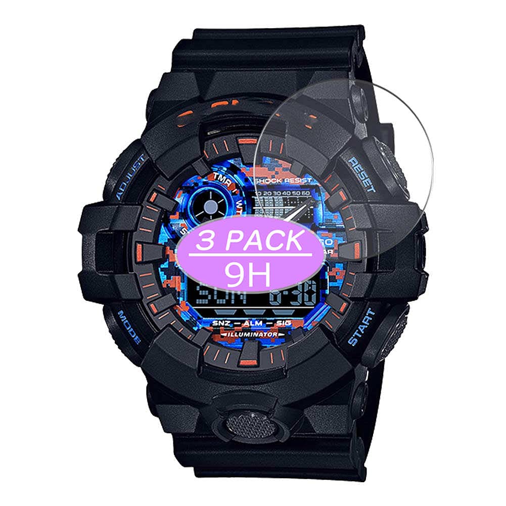 CASIO G-SHOCK GA-700 【9Hガラスフィルム】 Amazon.co.jp: 3枚 VacFun ガラスフィルム ， CASIO カシオ G