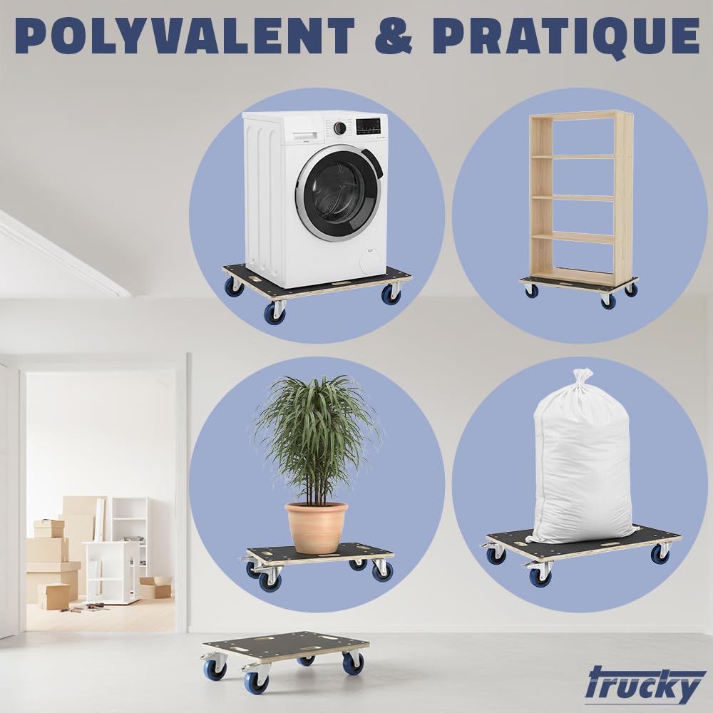 Trucky, Plateau à roulettes, Diable pour Meubles 800 kg Diable de Transport