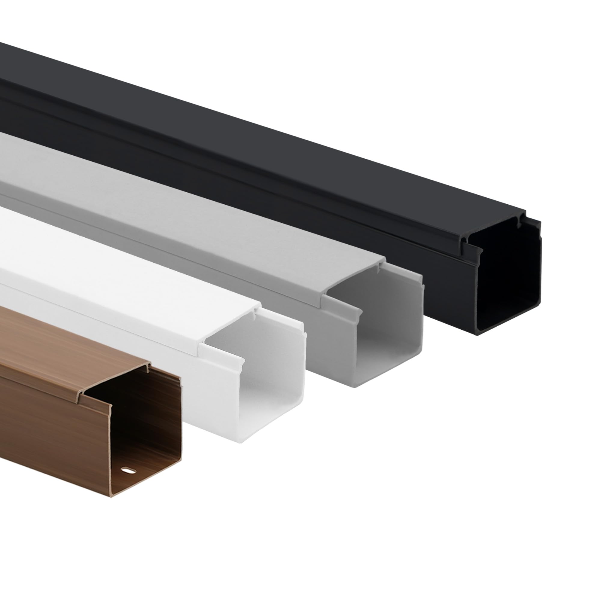 KOMIB Hochwertige KK3030SCH Kabelkanal 30 x 30 x 2000mm Schwarz 10 Meter - 5 x 2m (5 Stück) Elektroinstallation Kabelkanal Kabelabdeckung Kabelmanagement Diverse Größen/VDE (30 x 30mm)