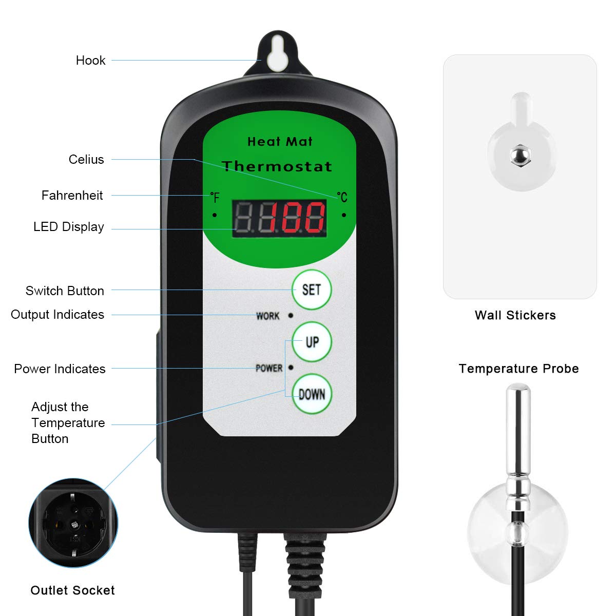 Tappetino Riscaldante GERUI 10W Per Rettili - Controllo Temperatura Regolabile Per Terrari E Acquari | Impermeabile