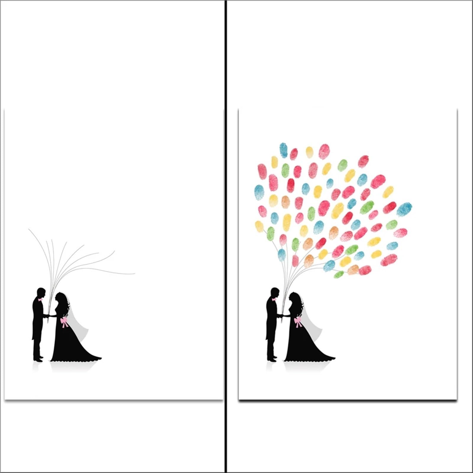 Árbol huellas dactilares boda cuadro de firmas para invitados lienzo 40x60cm
