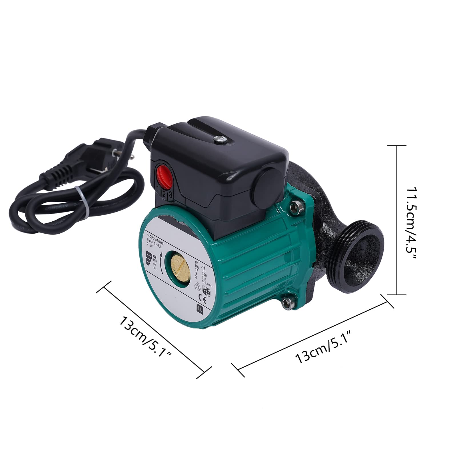 Bomba De Agua Bomba de circulación de 220V, bomba de calefacción for el hogar, caldera de circulación, bomba de refuerzo de presión de agua caliente, bomba de recirculación 50L/min 100W Bomba Agua