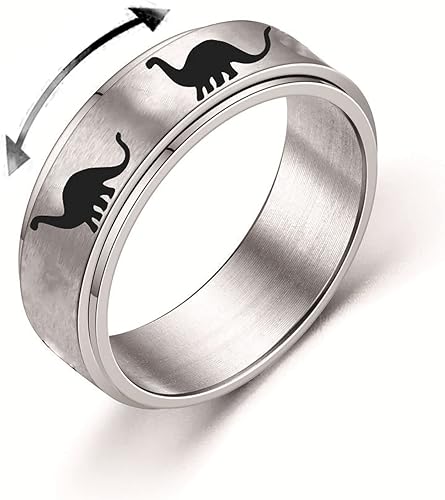 Miniatura 8 de INENIMARTJ Anillos giratorios de dinosaurio para mujeres y hombres, anillo giratorio de acero inoxidable, anillo giratorio de dinosaurios jurásicos,
