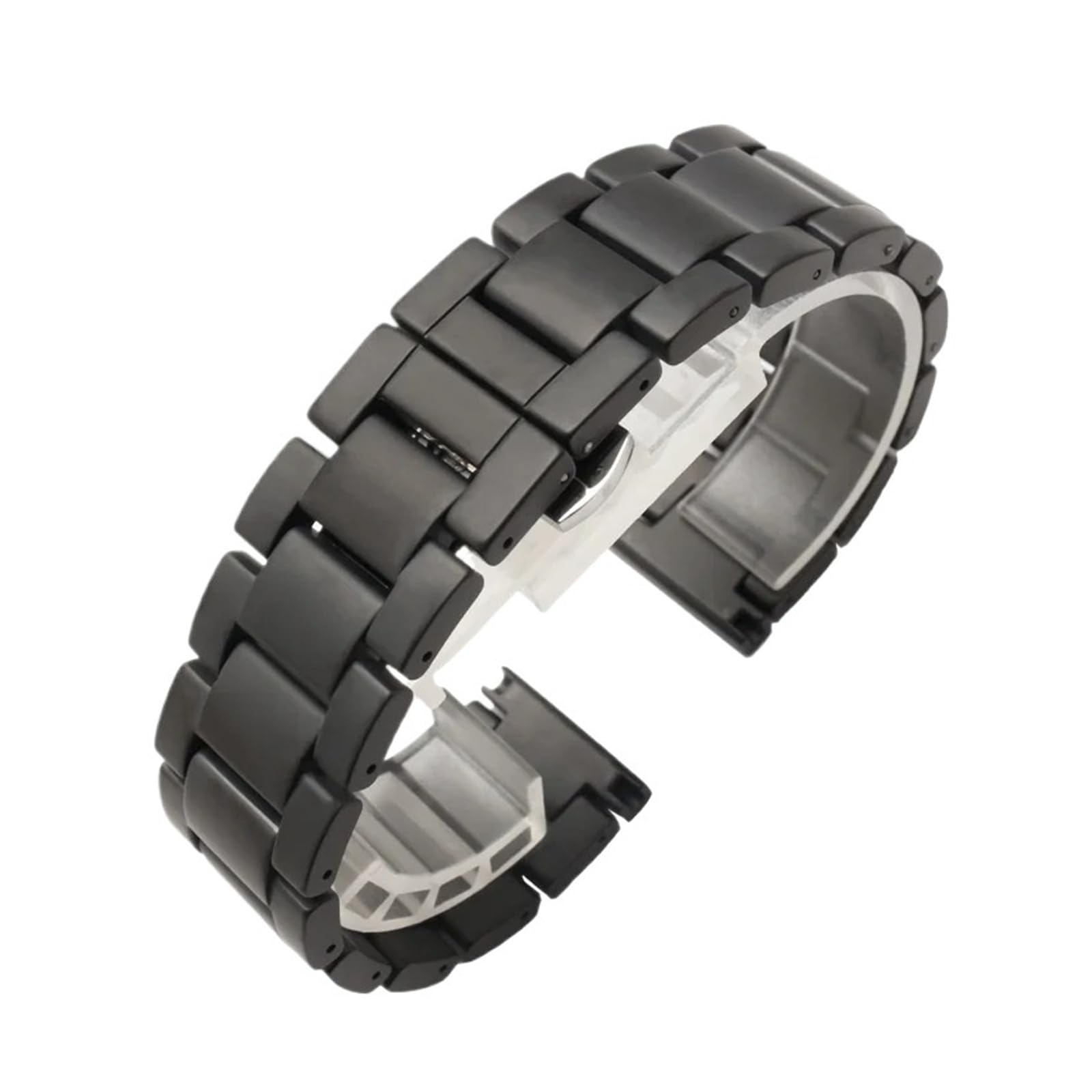 HMFang Cinturino in Ceramica Opaca, Nero for Orologio da 16 Mm, 18, 20, Accessori di Ricambio for, Non Sbiadisce