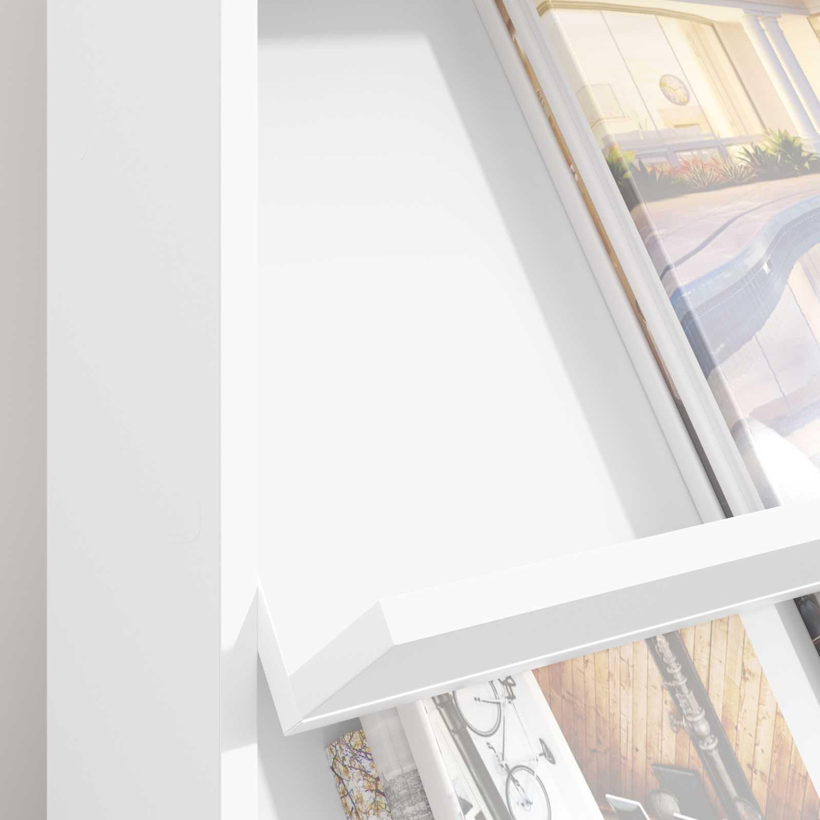 Portariviste, bianco, 70 x 41 x 156 cm, in legno | Scaffale stabile con 4 ripiani per riviste e documenti in ufficio, soggiorno o camera da letto.