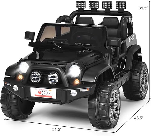 Miniatura 7 de OLAKIDS Camión de paseo para niños, auto eléctrico de juguete con batería de 12 V con control remoto parental, suspensión de resorte, luces LED,