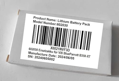 Miniatura 7 de Batería 602030, batería de repuesto de 330 mAh para auriculares Bluetooth VXI BlueParrott B350-XT B450-XT, auriculares Bluetooth B550-XT, compatible